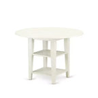 Juego de comedor de 5 piezas de madera maciza con acabado blanco lino y tope redondo -Asientos para 4