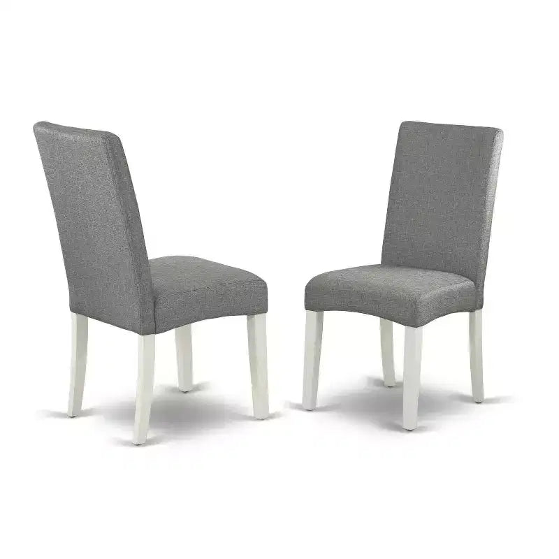 Juego de comedor de 5 piezas de madera maciza con acabado blanco lino y tope redondo -Asientos para 4