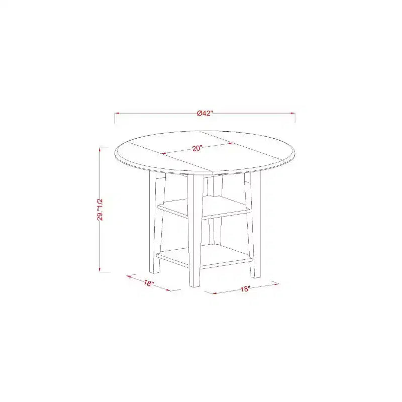 Juego de comedor de 5 piezas de madera maciza con acabado blanco lino y tope redondo -Asientos para 4