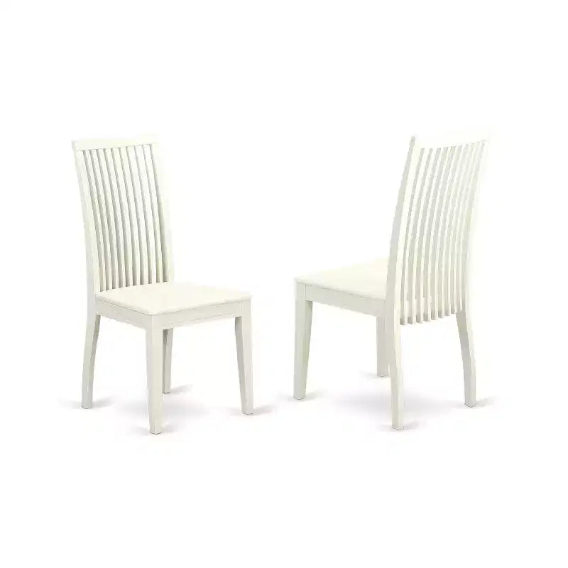 Mesa de comedor redonda de madera maciza con acabado blanco lino de 3 piezas