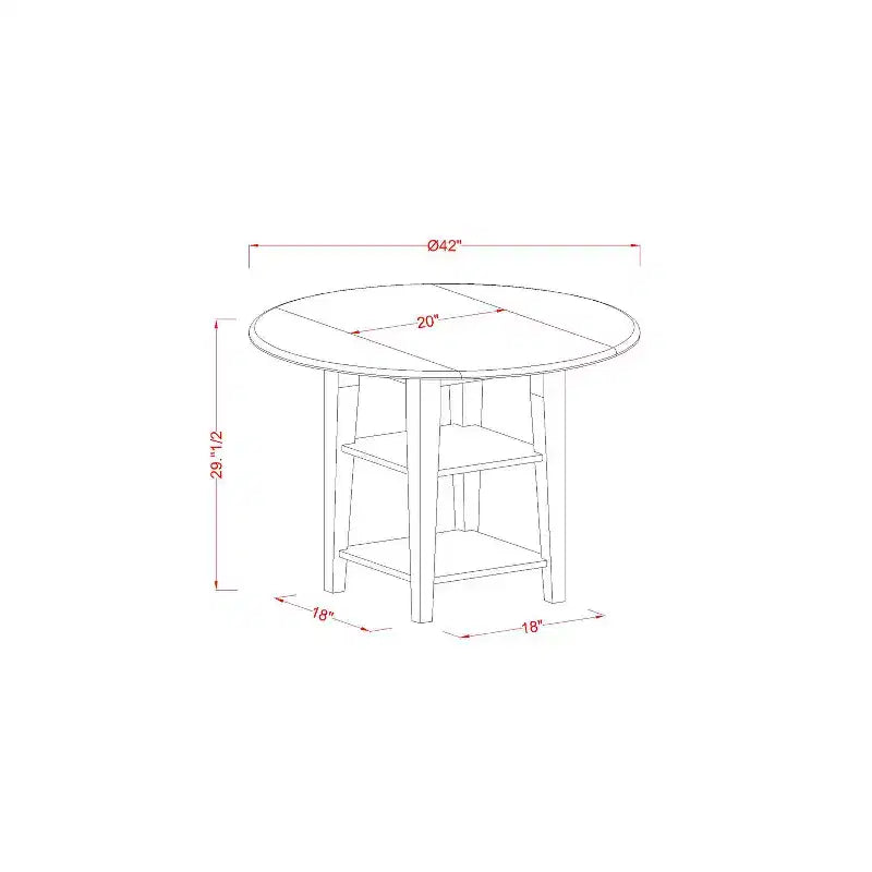Mesa de comedor redonda de madera maciza con acabado blanco lino de 3 piezas