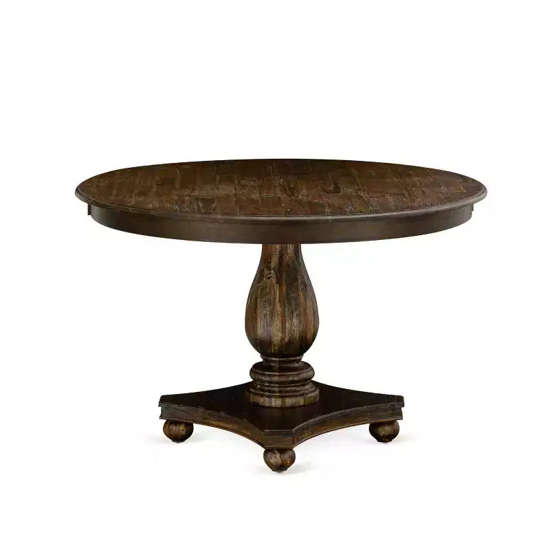 Mesa de comedor de madera maciza con acabado jacobino envejecido de 5 piezas con 4 sillas Parson