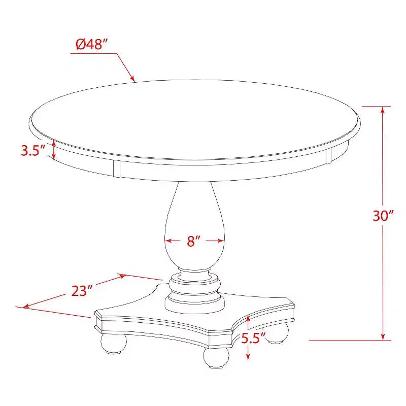 Mesa de comedor de madera maciza con acabado jacobino envejecido de 5 piezas con 4 sillas Parson