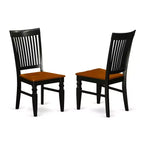 Juego de comedor de 3 piezas, parte superior de madera maciza con acabado negro y cerezo - Asientos para 4 personas