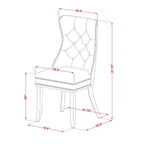Juego de comedor de 5 piezas de madera maciza con acabado blanco lino - Tapa cuadrada tapizada - Capacidad para 4 personas