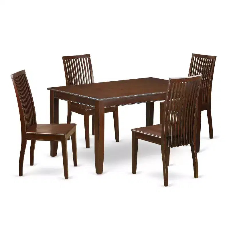 HomeStock 5-Pc Mahogany Finish Solid Wood Top - Dining Room Set - Seats 4
