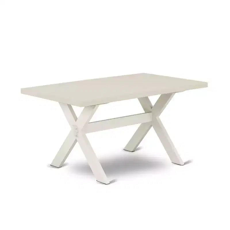 Mesa de comedor de madera maciza con acabado cepillado blanco lino de 5 piezas con 4 sillas