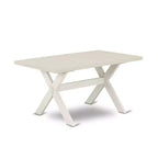 Mesa de comedor de madera maciza con acabado cepillado blanco lino de 5 piezas con 4 sillas