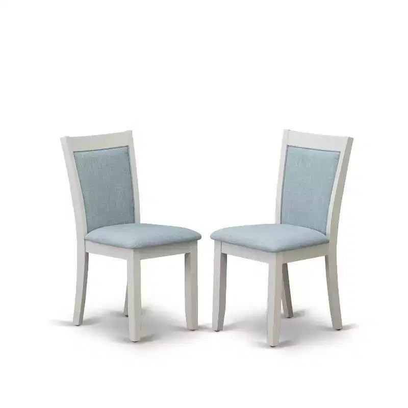 Mesa de comedor de madera maciza con acabado cepillado blanco lino de 5 piezas con 4 sillas