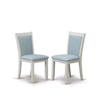 Mesa de comedor de madera maciza con acabado cepillado blanco lino de 5 piezas con 4 sillas