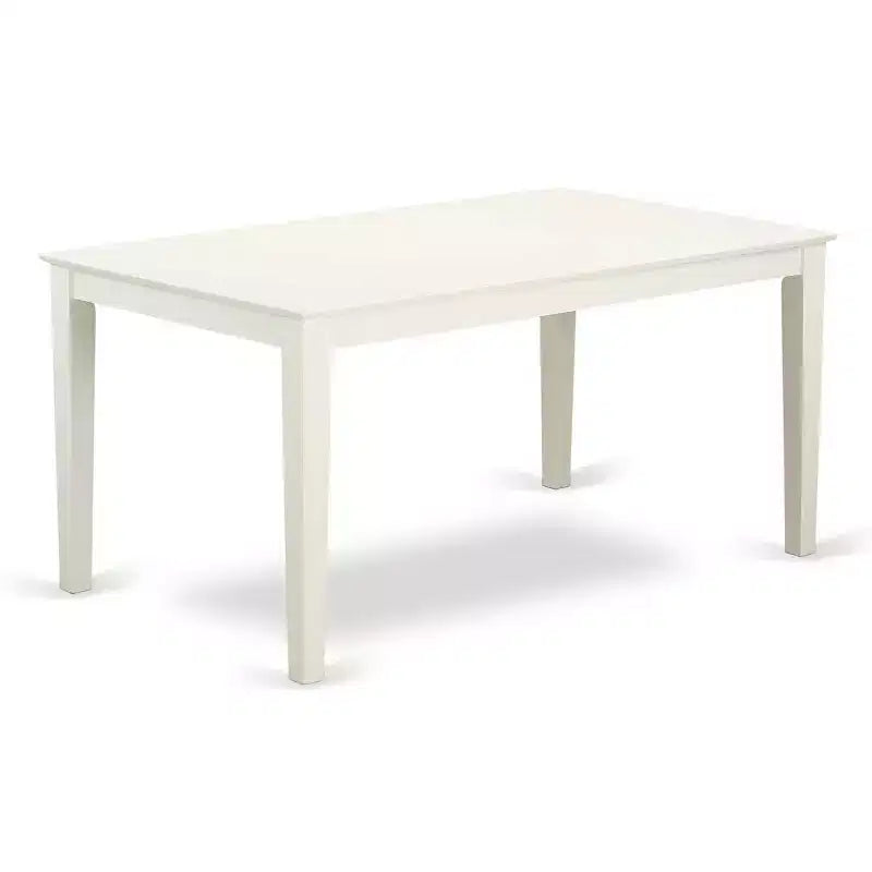 Comedor rectangular de madera maciza con acabado blanco lino de 5 piezas - Capacidad para 4 personas