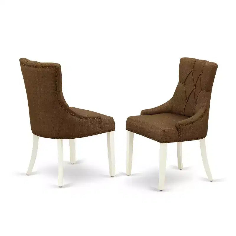 Comedor rectangular de madera maciza con acabado blanco lino de 5 piezas - Capacidad para 4 personas