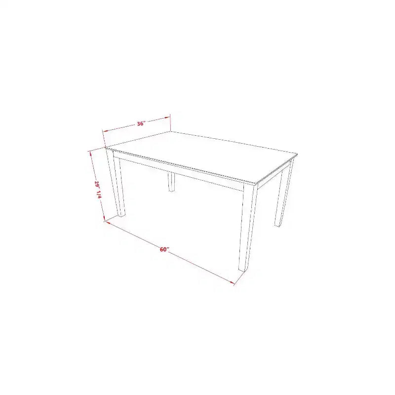 Comedor rectangular de madera maciza con acabado blanco lino de 5 piezas - Capacidad para 4 personas