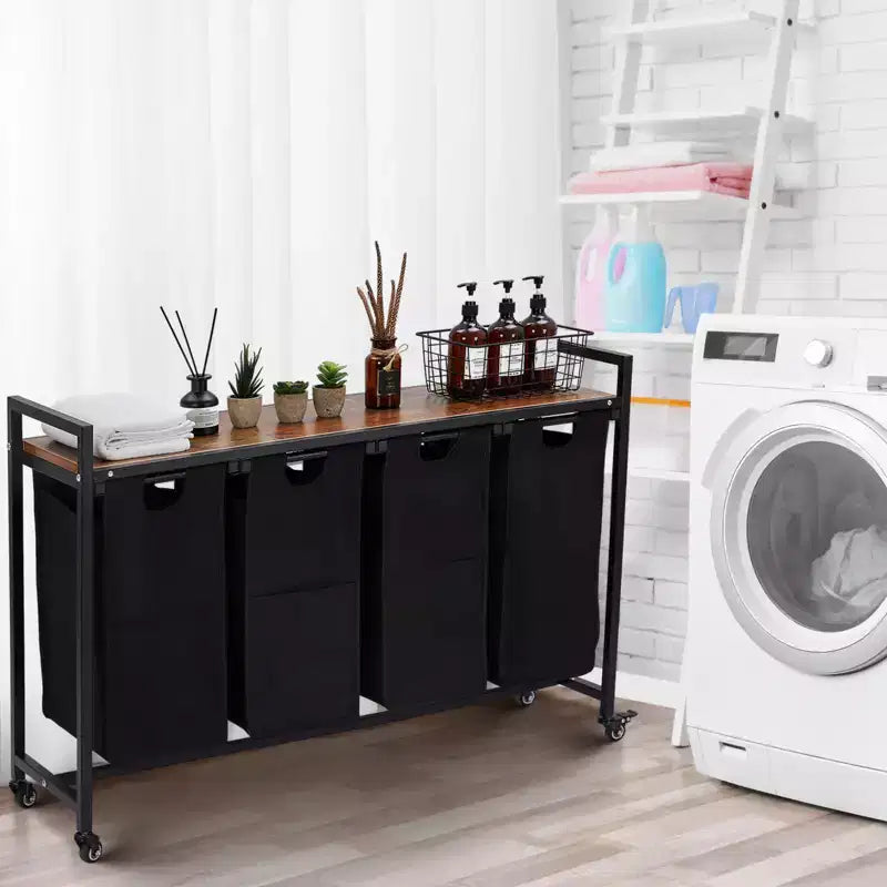 Cesto de ropa sucia con estante y bolsas extraíbles, cesta de almacenamiento con estructura de metal y estante para organización de armarios, baños o dormitorios