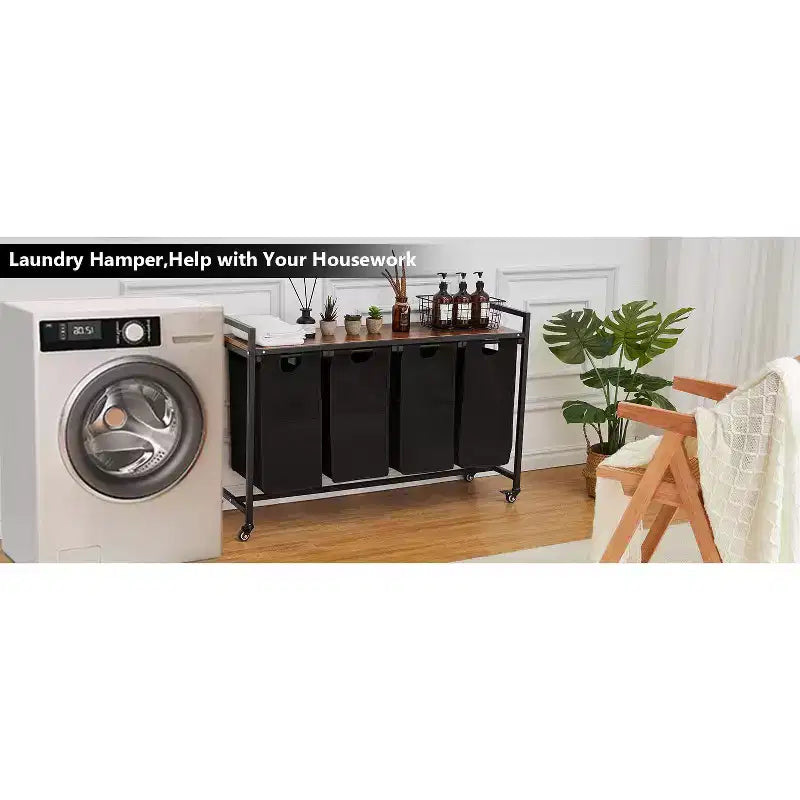 Cesto de ropa sucia con estante y bolsas extraíbles, cesta de almacenamiento con estructura de metal y estante para organización de armarios, baños o dormitorios