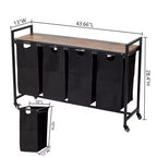 Cesto de ropa sucia con estante y bolsas extraíbles, cesta de almacenamiento con estructura de metal y estante para organización de armarios, baños o dormitorios