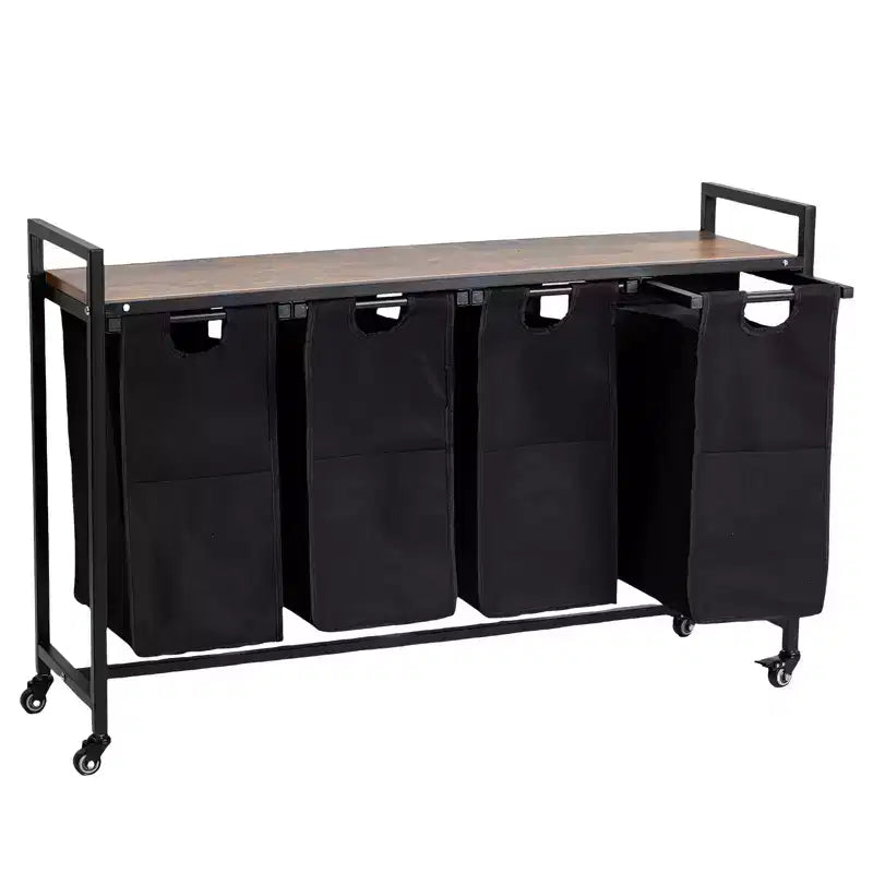 Cesto de ropa sucia con estante y bolsas extraíbles, cesta de almacenamiento con estructura de metal y estante para organización de armarios, baños o dormitorios