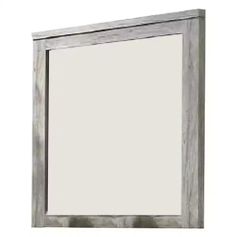 Espejo de pared con marco rectangular y detalles moldeados, gris