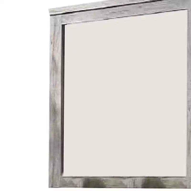 Espejo de pared con marco rectangular y detalles moldeados, gris