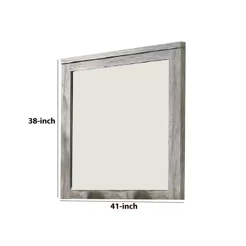 Espejo de pared con marco rectangular y detalles moldeados, gris