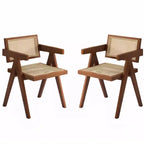 Sillas de comedor de madera de caucho de mediados de siglo, paquete de 2, nogal