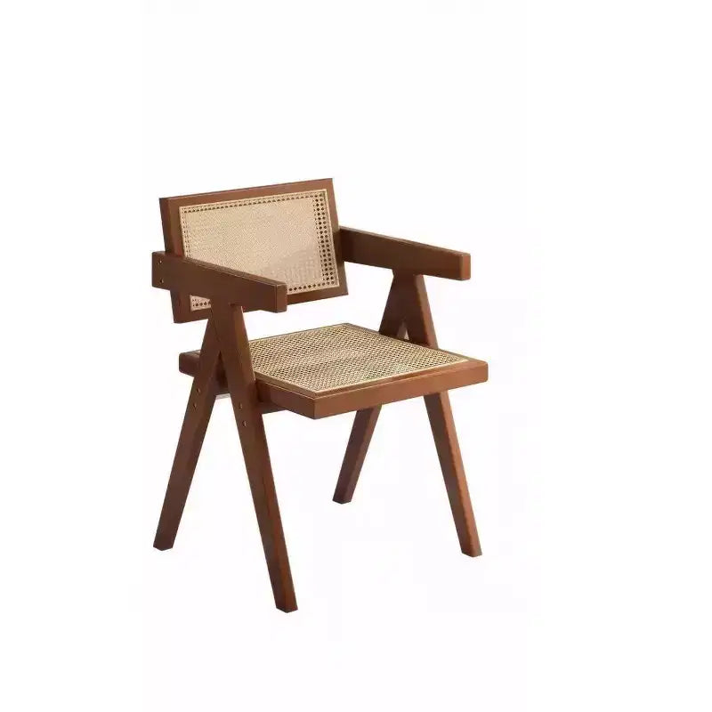 Sillas de comedor de madera de caucho de mediados de siglo, paquete de 2, nogal