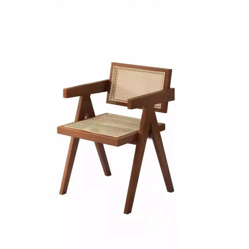 Sillas de comedor de madera de caucho de mediados de siglo, paquete de 2, nogal