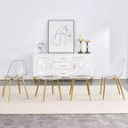 6 sillas de comedor transparentes sin reposabrazos con respaldo, estilo nórdico moderno