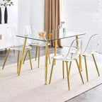 6 sillas de comedor transparentes sin reposabrazos con respaldo, estilo nórdico moderno