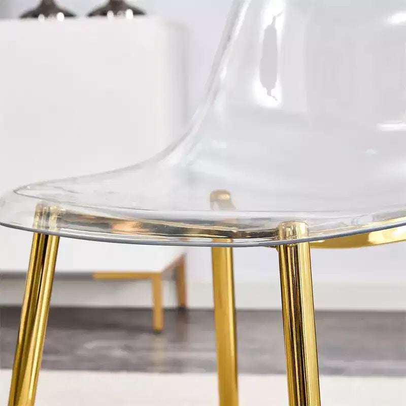 6 sillas de comedor transparentes sin reposabrazos con respaldo, estilo nórdico moderno