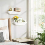Estanterías Flotantes Blancas Rústicas, Paquete de 2 Estantes de Pared de 17 Pulgadas para Dormitorio, Sala de Estar, Baño - Almacenamiento y Organización del Espacio