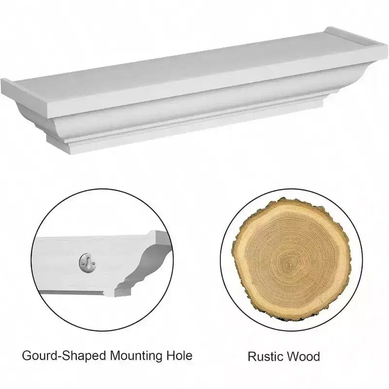 Estanterías Flotantes Blancas Rústicas, Paquete de 2 Estantes de Pared de 17 Pulgadas para Dormitorio, Sala de Estar, Baño - Almacenamiento y Organización del Espacio