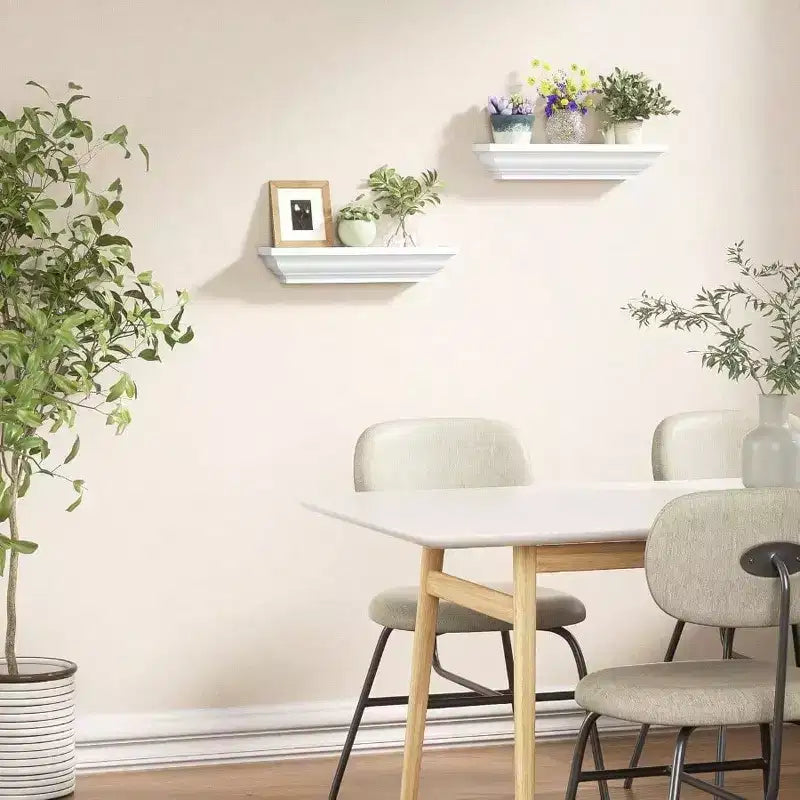 Estanterías Flotantes Blancas Rústicas, Paquete de 2 Estantes de Pared de 17 Pulgadas para Dormitorio, Sala de Estar, Baño - Almacenamiento y Organización del Espacio