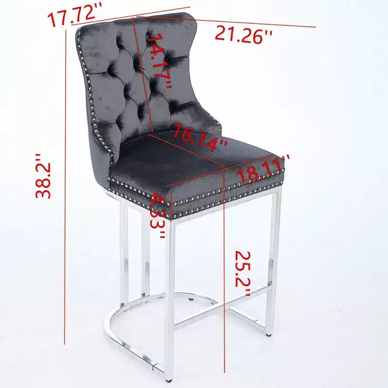 Taburetes de barra de 26 pulgadas, paquete de 2, taburetes de barra modernos de terciopelo