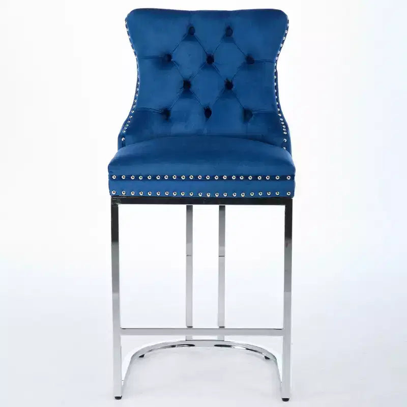 Taburetes de barra de 26 pulgadas, paquete de 2, taburetes de barra modernos de terciopelo