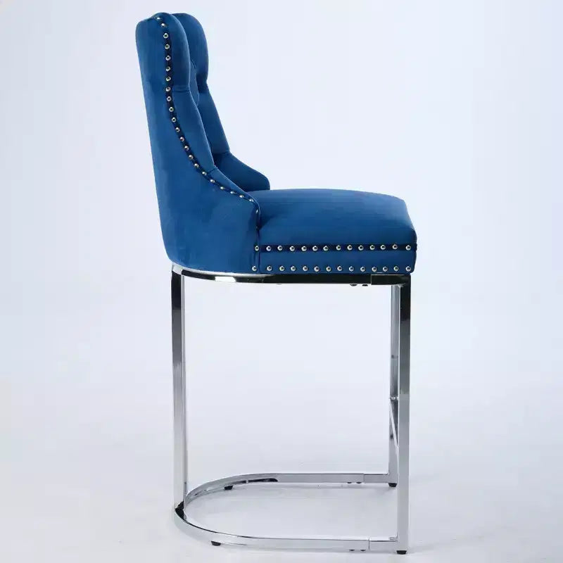 Taburetes de barra de 26 pulgadas, paquete de 2, taburetes de barra modernos de terciopelo