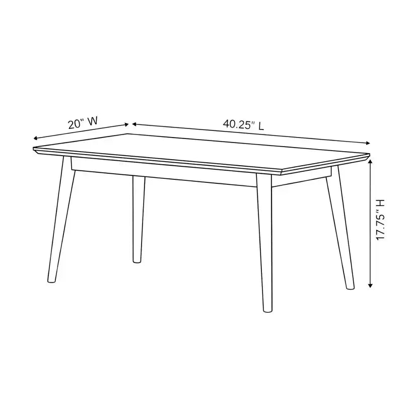 Mesa de centro rectangular de estilo moderno de mediados de siglo (40in x 20in / 1020mm x 510mm)