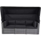 Muebles de patio en forma con toldo retráctil, 7 piezas