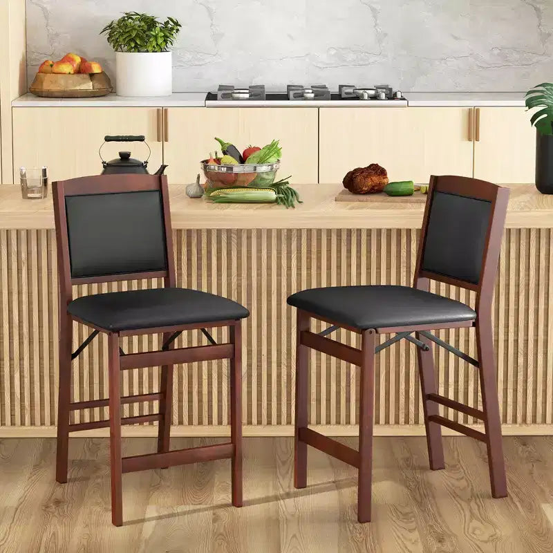 4 sillas de altura de barra con patas de madera de caucho