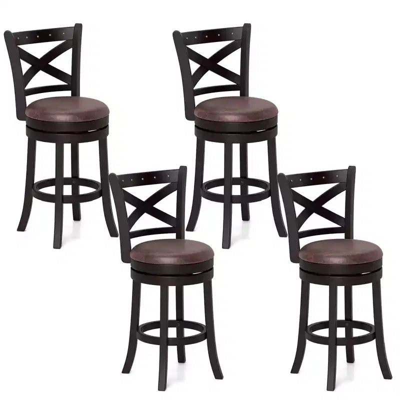 Costway 26 Swivel Bar Stools Set of 4 Footrest & Rubber Wood Frame for Kitchen Island