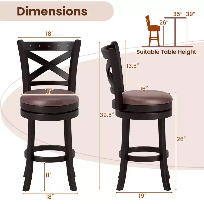 Taburetes de bar giratorios de 26", paquete de 4