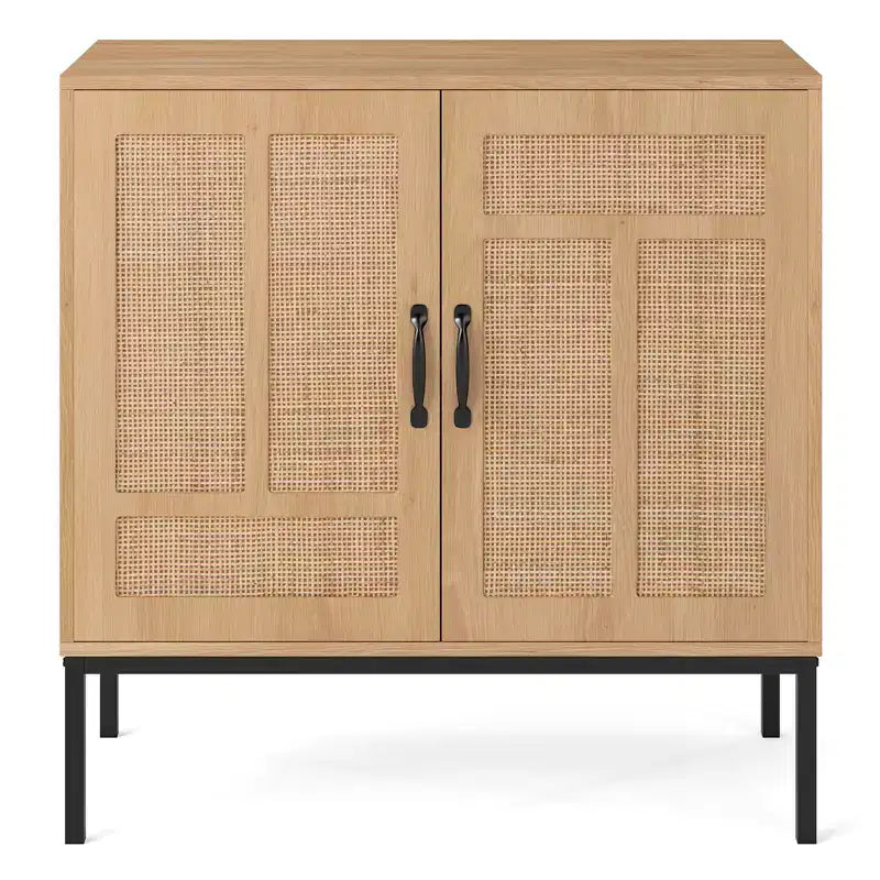 Mueble de almacenaje de ratán con aparador tipo bufé de 2 puertas