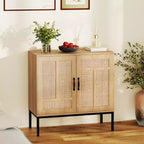 Mueble de almacenaje de ratán con aparador tipo bufé de 2 puertas