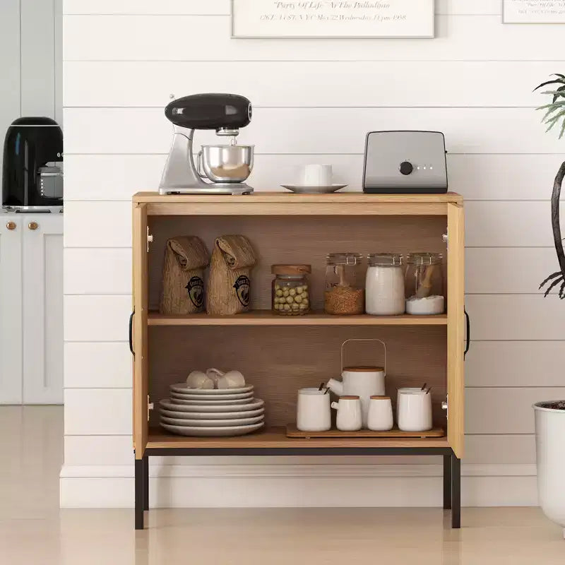 Mueble de almacenaje de ratán con aparador tipo bufé de 2 puertas