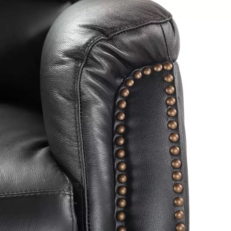 Paulina Sillón reclinable eléctrico de cuero genuino con diseño de ala, paquete de 2