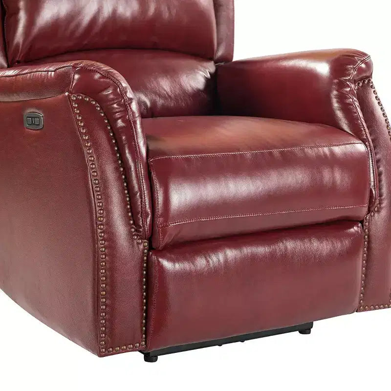 Paulina Sillón reclinable eléctrico de cuero genuino con diseño de ala, paquete de 2