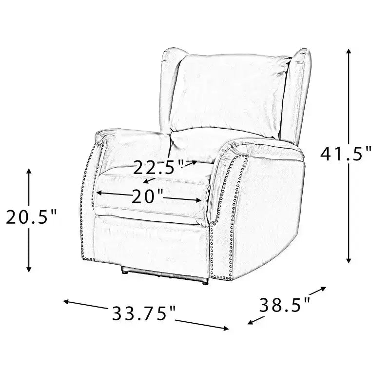 Paulina Sillón reclinable eléctrico de cuero genuino con diseño de ala, paquete de 2