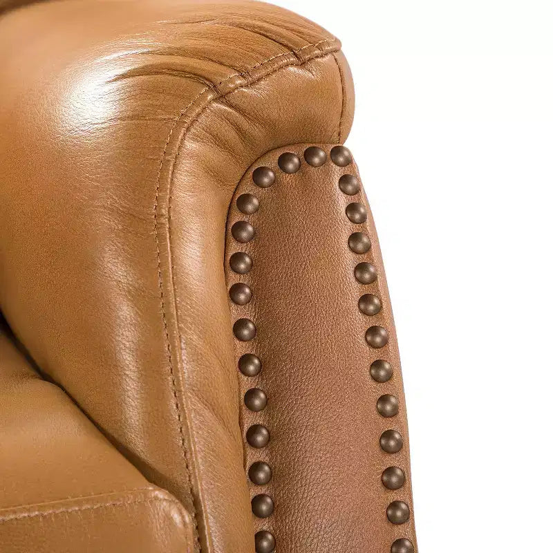 Paulina Sillón reclinable eléctrico de cuero genuino con diseño de ala, paquete de 2