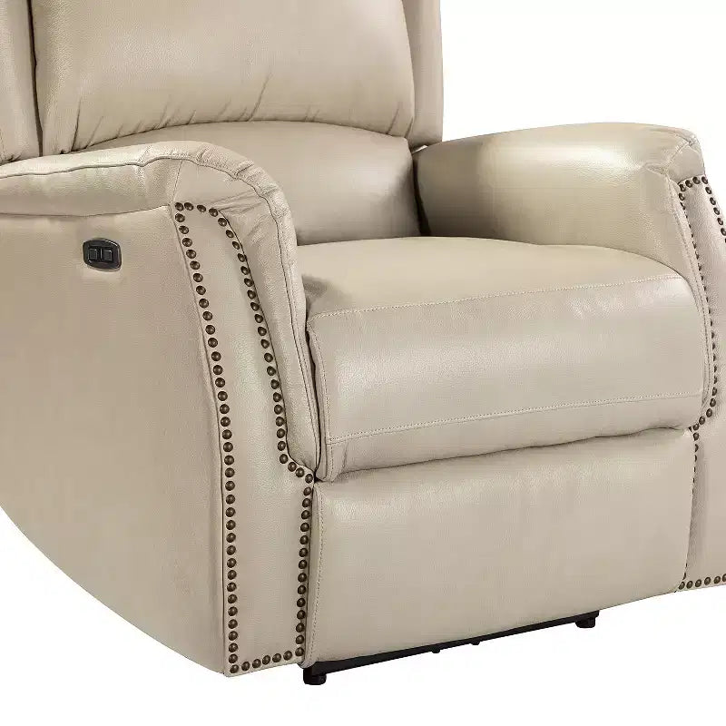 Paulina Sillón reclinable eléctrico de cuero genuino con diseño de ala, paquete de 2