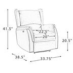 Paulina Sillón reclinable eléctrico de cuero genuino con diseño de ala, paquete de 2